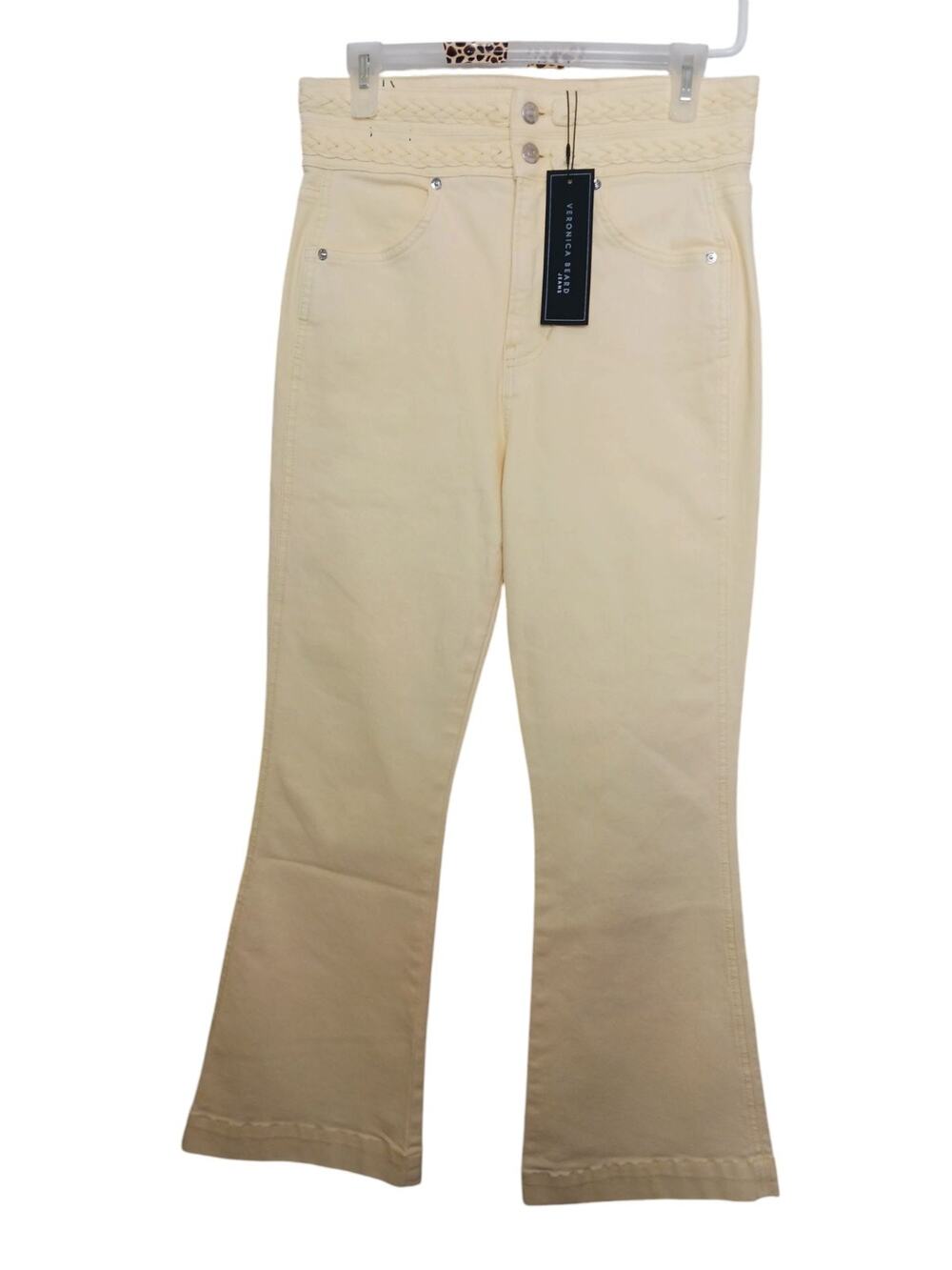 Veronica Beard Jeans Carson Ankle Kick Flare High rise Butter yellow sz 29 NWT